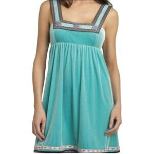 Free People Scandinavian Dress S Icy Shade Blue Embroidered Cottage Fairy